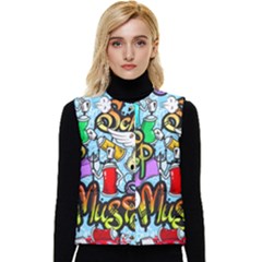 Graffiti Characters Seamless Patterns Women s Button Up Puffer Vest by Bedest