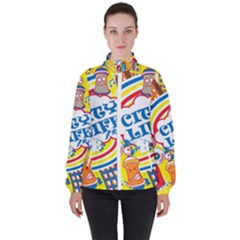 Colorful City Life Horizontal Seamless Pattern Urban City Women s High Neck Windbreaker by Bedest