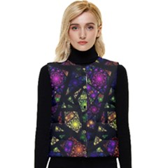 Stained Glass Crystal Art Women s Button Up Puffer Vest by Pakjumat