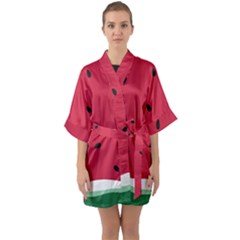 Minimalist Summer Watermelon Wallpaper Half Sleeve Satin Kimono 