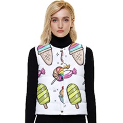 Doodle Cartoon Drawn Cone Food Women s Button Up Puffer Vest by Hannah976