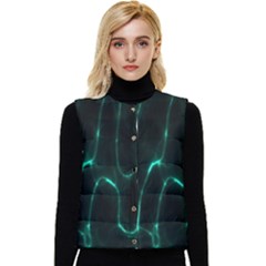 Green Pattern Background Abstract Women s Button Up Puffer Vest