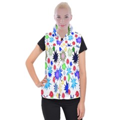 Inks Drops Black Colorful Paint Women s Button Up Vest by Hannah976