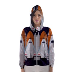 Rocket Space Universe Spaceship Women s Hooded Windbreaker by Sarkoni