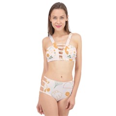 Cherries Flower Leaves Floral Cage Up Bikini Set by Apen