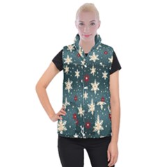 Snowflakes Winter Snow Women s Button Up Vest by Apen