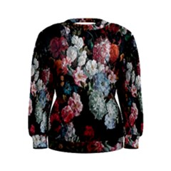 Floral Pattern, Red, Floral Print, E, Dark, Flowers Women s Sweatshirt by nateshop