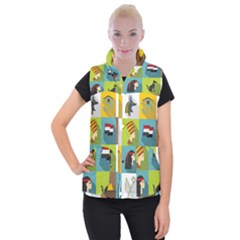 Egypt Travel Items Icons Set Flat Style Women s Button Up Vest by Bedest