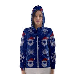 Santa Clauses Wallpaper Women s Hooded Windbreaker by artworkshop