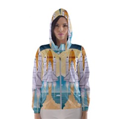 Space Exploration Illustration Women s Hooded Windbreaker by Bedest