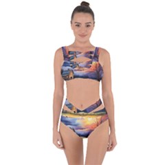 Rural Farm Fence Pathway Sunset Bandaged Up Bikini Set  by Bedest