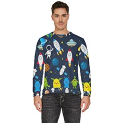 Big Set Cute Astronauts Space Planets Stars Aliens Rockets Ufo Constellations Satellite Moon Rover V Men s Fleece Sweatshirt by Hannah976