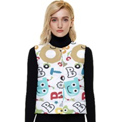 Seamless Pattern Vector With Funny Robots Cartoon Women s Button Up Puffer Vest