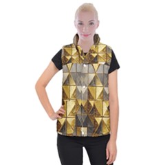 Golden Mosaic Tiles  Women s Button Up Vest by essentialimage365