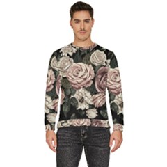 Elegant Seamless Pattern Blush Toned Rustic Flowers Men s Fleece Sweatshirt by Hannah976