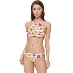 Tropical Fruits Berries Seamless Pattern Banded Triangle Bikini Set by Ravend