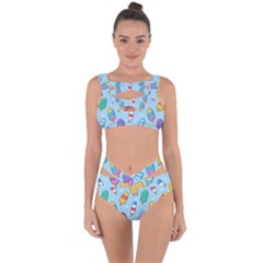 Cute Kawaii Ice Cream Seamless Pattern Bandaged Up Bikini Set  by Apen