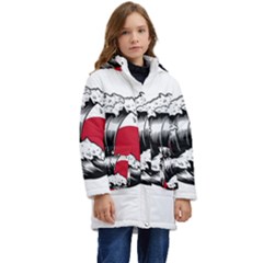 Japanese Sun & Wave Kids  Hooded Longline Puffer Jacket
