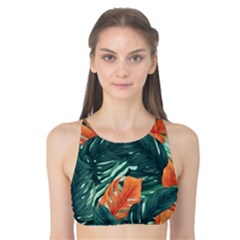 Green Tropical Leaves Tank Bikini Top by Jack14