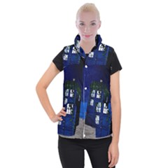 Stuck Tardis Beach Doctor Who Police Box Sci-fi Women s Button Up Vest by Cendanart