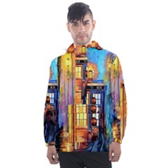 Tardis Doctor Who Paint Painting Men s Front Pocket Pullover Windbreaker