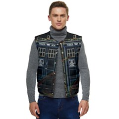 Tardis Doctor Who Magic Travel Macine Fantasy Men s Button Up Puffer Vest	 by Cendanart