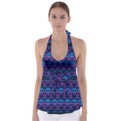 Skull Pattern Wallpaper Tie Back Tankini Top by Ket1n9