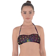 Beautiful Peacock Feather Tie Back Bikini Top by Ket1n9