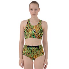 Unusual Peacock Drawn With Flame Lines Racer Back Bikini Set by Ket1n9