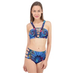 Top Peacock Feathers Cage Up Bikini Set by Ket1n9