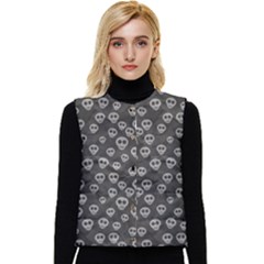 Skull Halloween Background Texture Women s Button Up Puffer Vest by Ket1n9