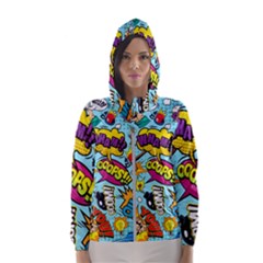 Comic Elements Colorful Seamless Pattern Women s Hooded Windbreaker by Hannah976