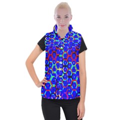 Blue Bee Hive Pattern Women s Button Up Vest by Hannah976