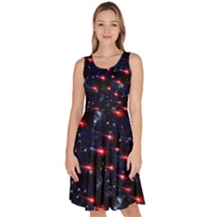 Shooting Star Black Galaxy Knee Length Skater Dress With Pockets by CoolDesigns