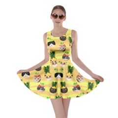 Fruit Cat Yellow Fruit  Cat Mint Skater Dress by CoolDesigns