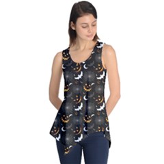 Black Halloween Horror Symbols Pattern Sleeveless Tunic Top by CoolDesigns