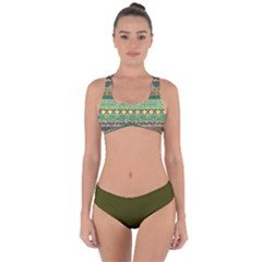 Army Green Aztec Criss Cross Bikini Set by CoolDesigns