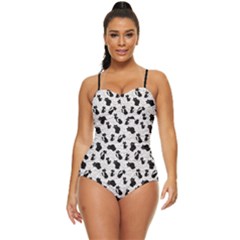 Gray Cartoon Cats Black Silhouettes Retro Full Coverage Swimsuit by CoolDesigns