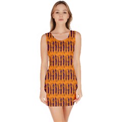 Orange Vintage Peacock Feathers Pattern Bodycon Dress by CoolDesigns