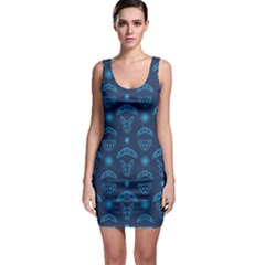 Navy Blue Australian Boomerang Kangaroo Koala Pattern Bodycon Dress by CoolDesigns