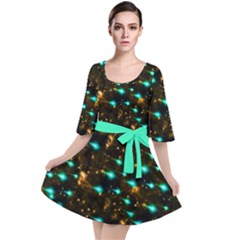 Shooting Star Dark Olive Galaxy Velour Kimono Dress by CoolDesigns