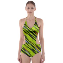 Neon Green River Athletic Cut-out One Piece Swimsuit