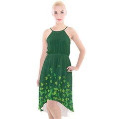 Shamrock Green Fall High-low Halter Chiffon Dress  by CoolDesigns