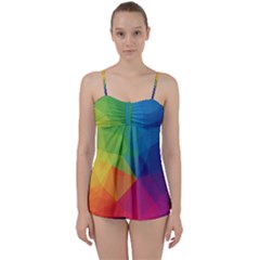 Colorful Sector Iridescent Pattern Babydoll Tankini Set by CoolDesigns