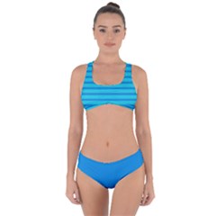 Blue Stripes Criss Cross Bikini Set by CoolDesigns