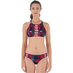 Polka Dots Dark Magenta Patchwork Perfectly Cut Out Bikini Set by CoolDesigns
