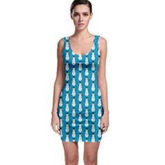 Blue Snowman Pattern On Blue Bodycon Dress by CoolDesigns