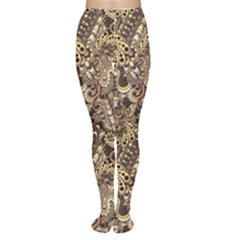 Brown Aztec Doodle Elements Stretch Tights