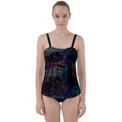 Star Galaxy Chrismas Xmas Ugly Twist Front Tankini Set by Cendanart