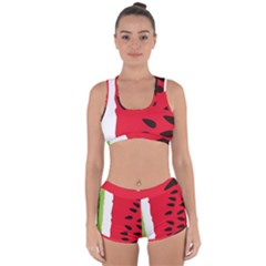 Watermelon Black Green Melon Red Racerback Boyleg Bikini Set by Cemarart